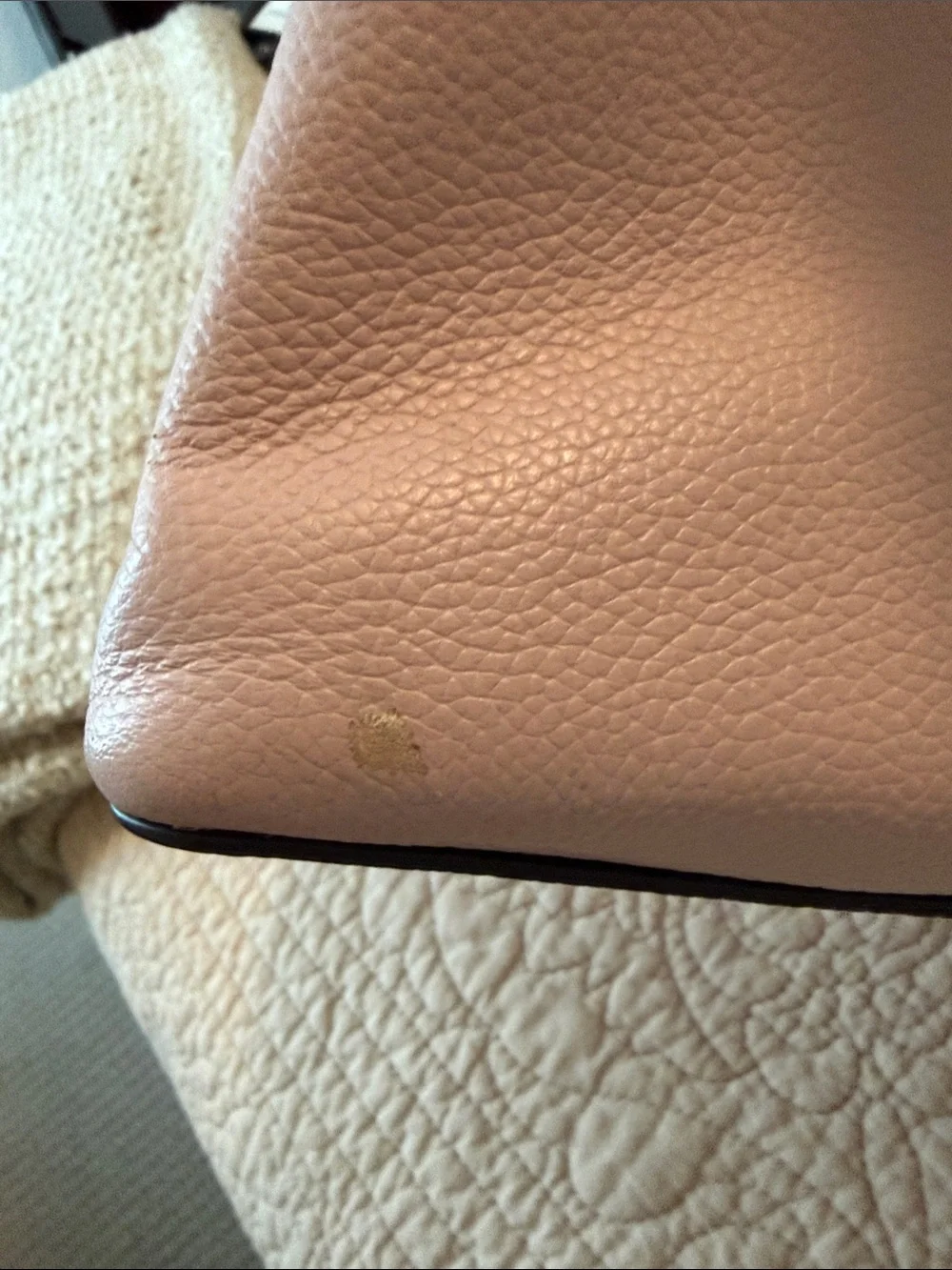 kate spade Blush Pink Pebbled Leather Shoulder Bag with Gold Chain